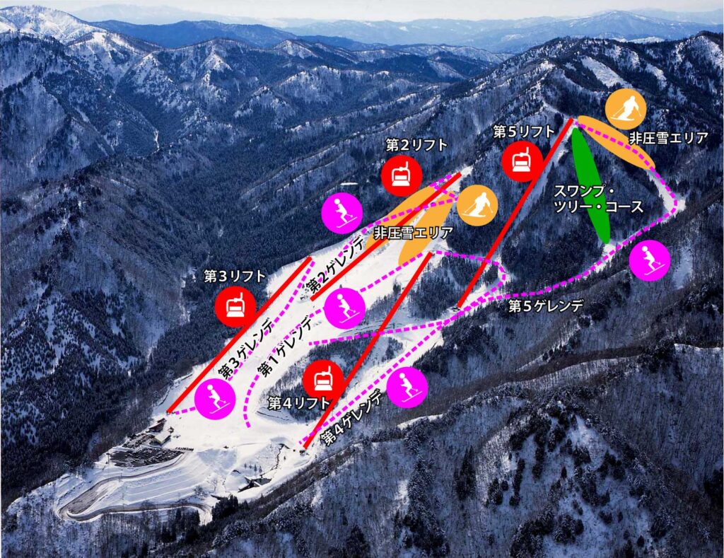 飛騨かわいスキー場のゲレンデマップ